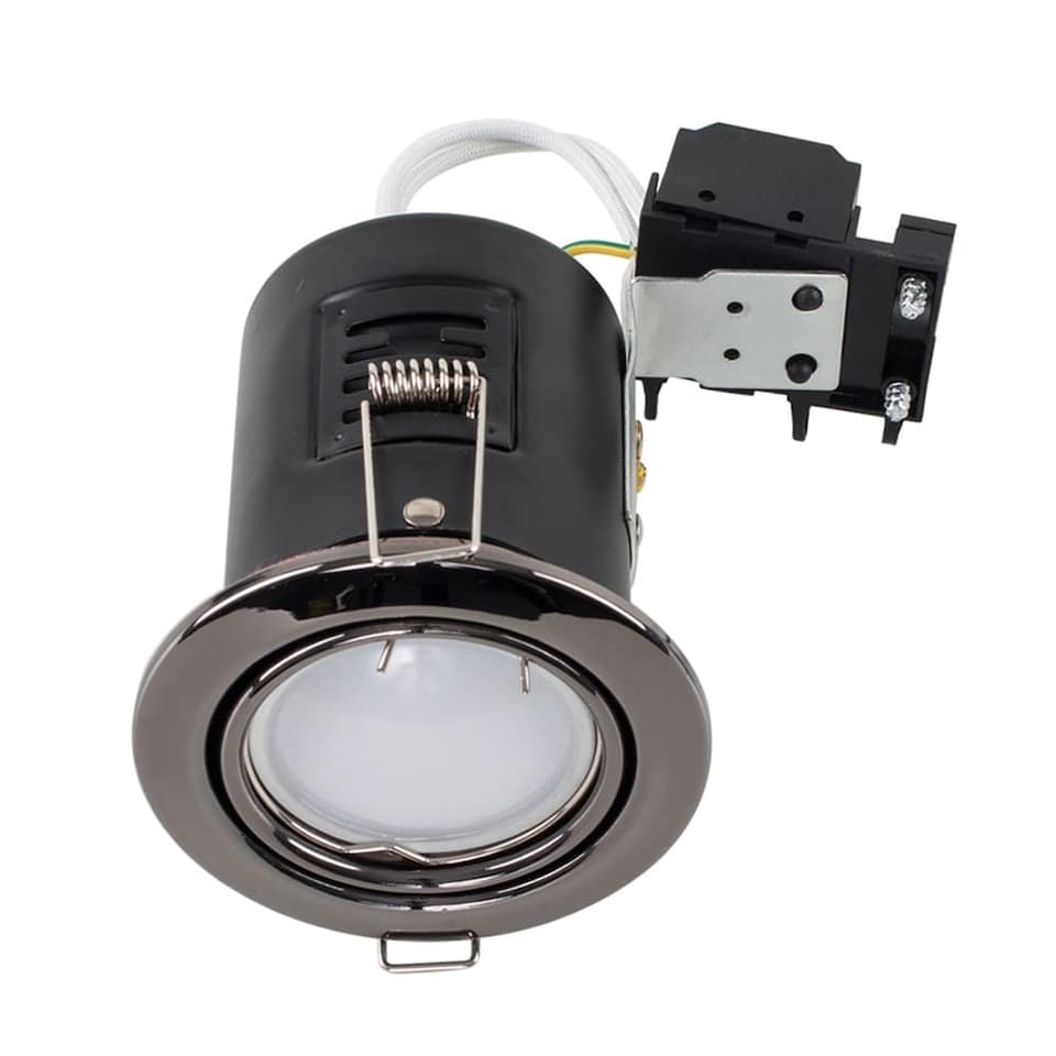 image 1 of ValueLights Downlight Tiltable Fire Rated Black Chrome Ceiling Light Fitting Single Pack