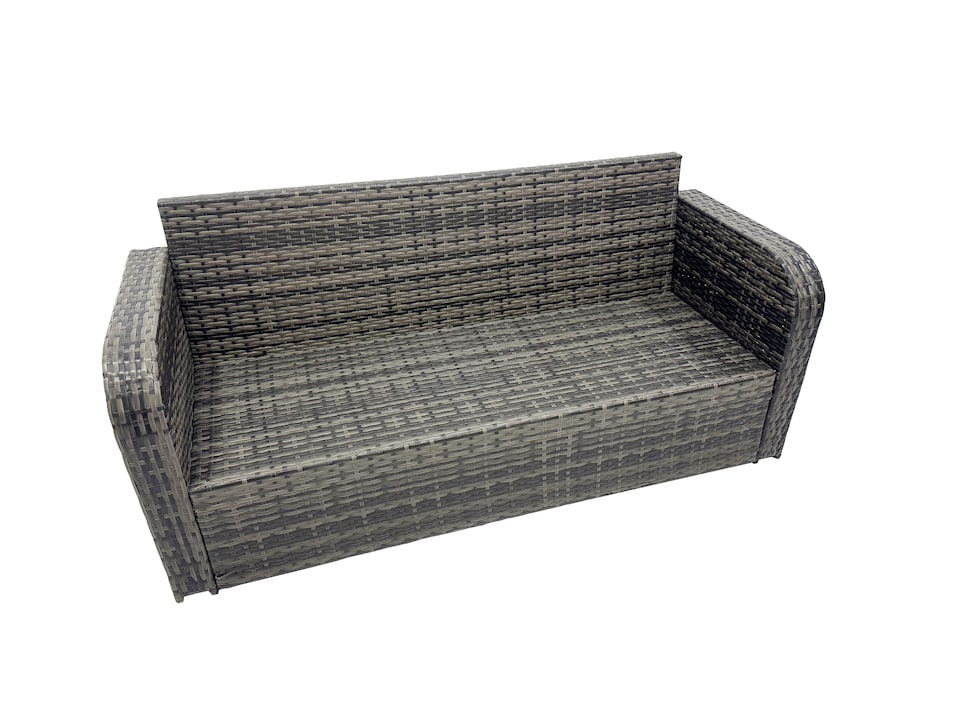 image 1 of Fimous Garden Outdoor Rattan Furniture Set Rattan Love Sofa 3 Seater Sofa with 2 Side Tables 3 Footstools Dark Grey Mixed