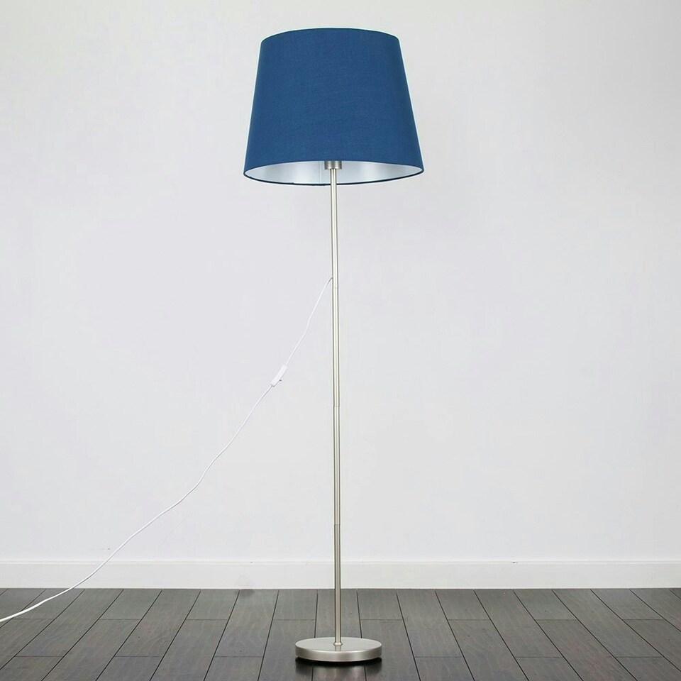 image 1 of ValueLights Charlie Gold Floor Lamp Green Velvet Gold Shade & Bulb