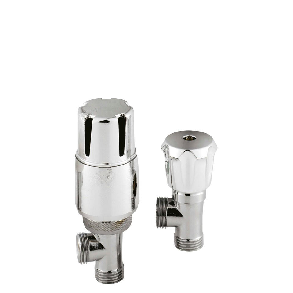 image 1 of Angled Thermostatic Radiator Valves, Sold in Pairs - Chrome