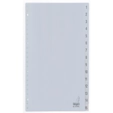 Tabs Kangaro 23 holes G415CM 1-15 numbered gray PP /Stationary - Kangaro - SMLAC - 283422