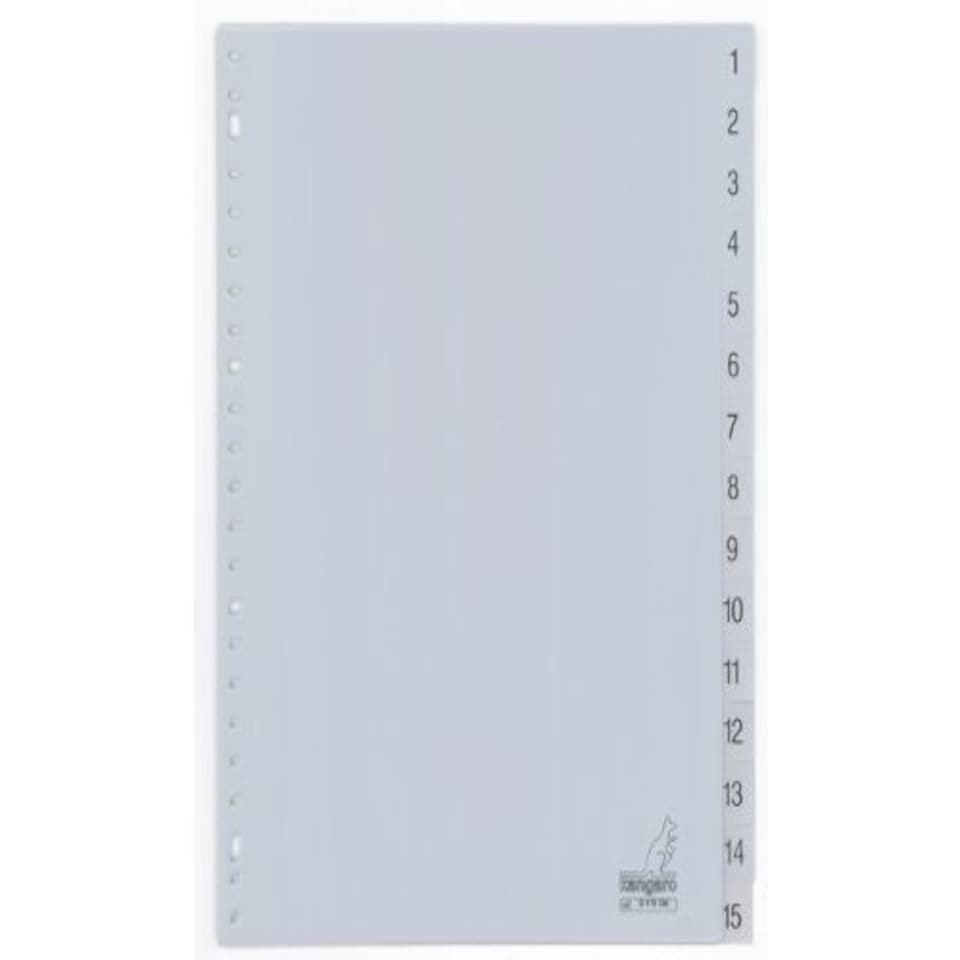 Tabs Kangaro 23 holes G415CM 1-15 numbered gray PP /Stationary - Kangaro - SMLAC - 283422