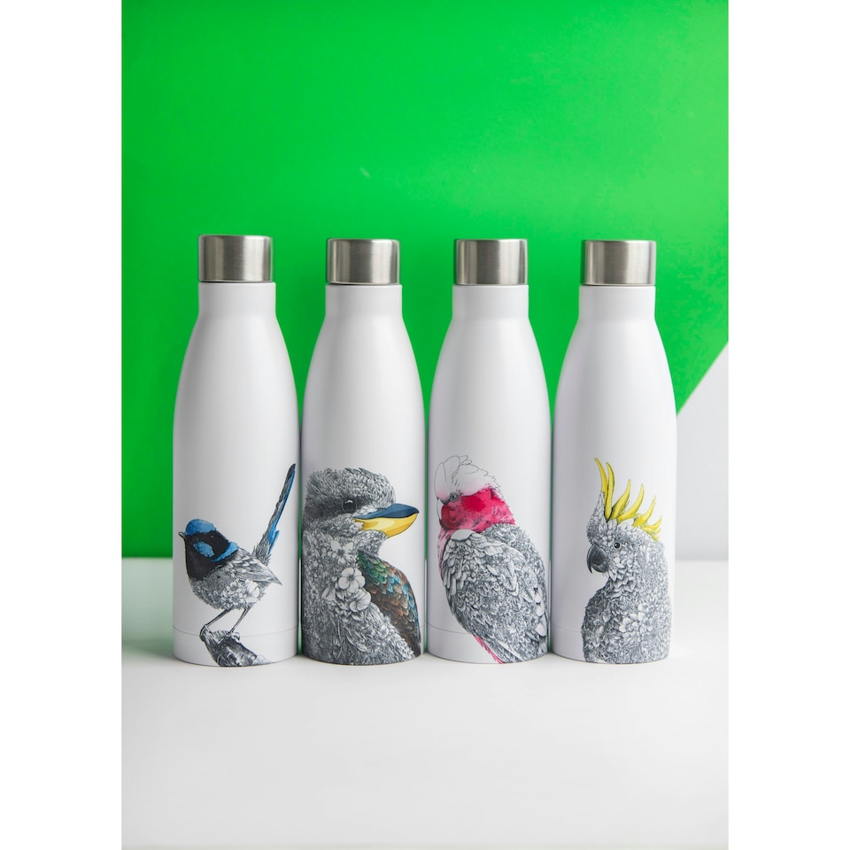 image 1 of Maxwell & Williams Water Bottle White Insulated Galah 500ml