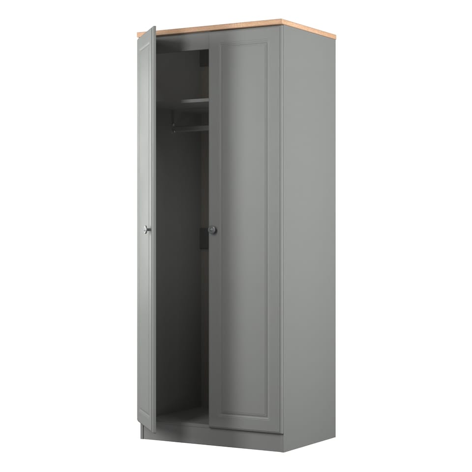 image 1 of Surrey Double Wardrobe in Dusk Grey & Bardolino Oak (Ready Assembled) | Grey | Dusk Grey & Bardolino Oak