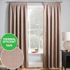 Enhanced Living Matrix Latte Natural 90 x 72 inch (229x183cm) Tape Top Thermal Noise reducing Dim Out Curtains (PAIR)