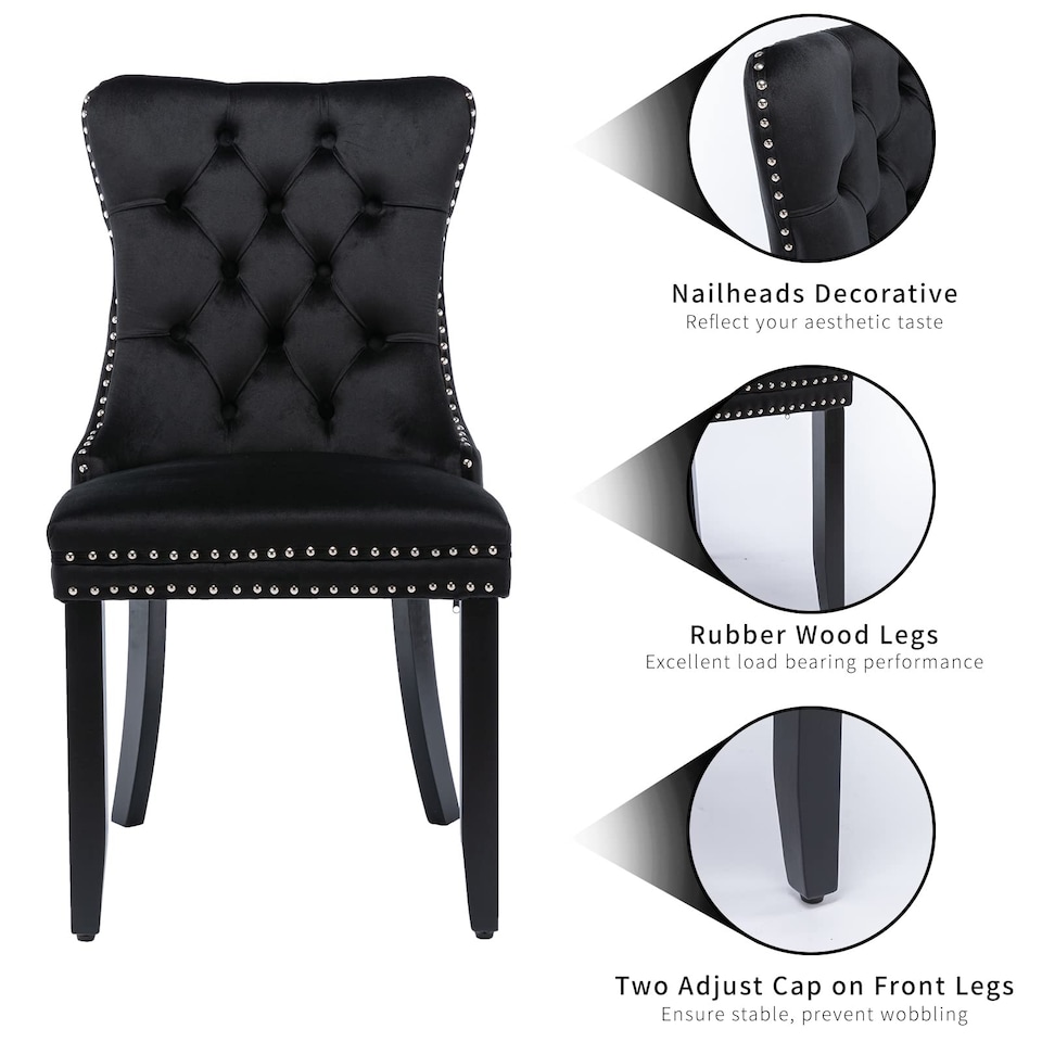 image 1 of Romsey Set of 4 Modern Velvet Dining Chairs with Solid Oak Legs