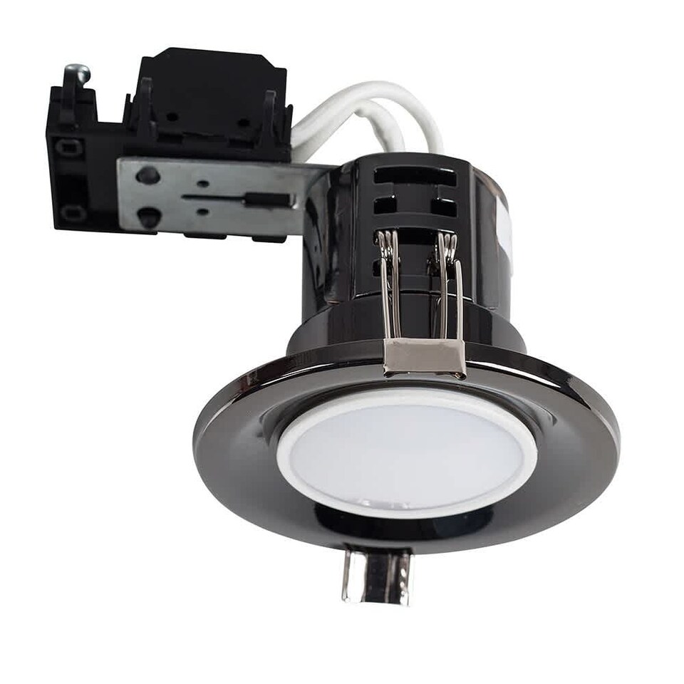 image 1 of ValueLights Downlight Fire Rated Black Chrome Ceiling Light Fitting Single Pack