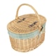 image 1 of Buff Oval Picnic Basket with Cream Tartan Lining | Green | Green