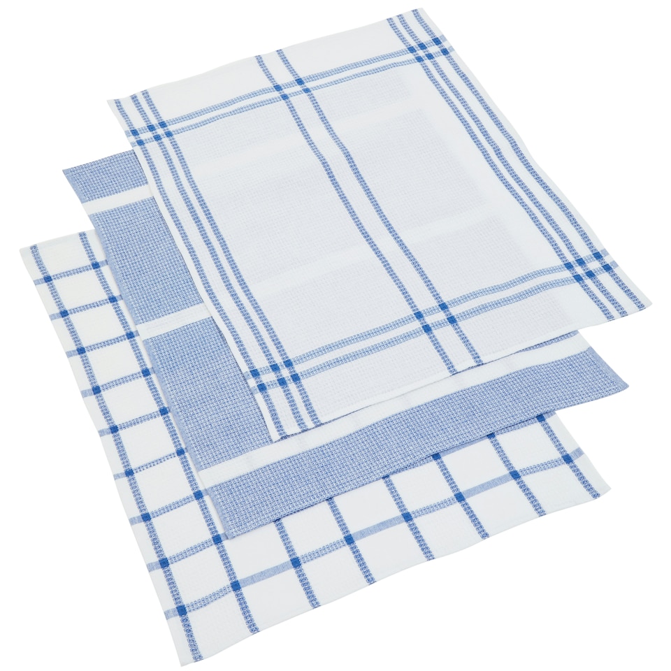 image 1 of Interiors by Premier Efficient Set Of Three Blue And White Tea Towels, Absorbent Durable Tea Towels, Soft Tea Towels For Kitchen Blue