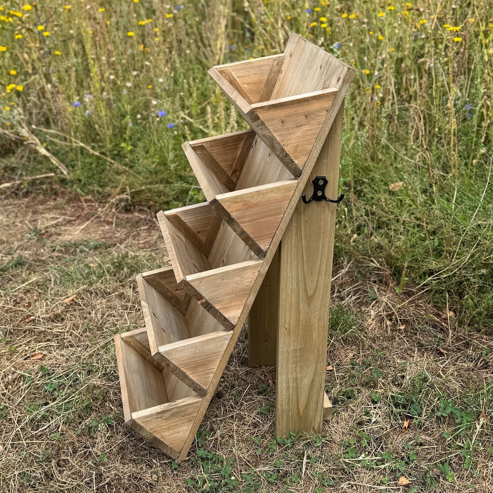 image 1 of 5 Tier Stepped Wooden Garden Flower & Herb Planter