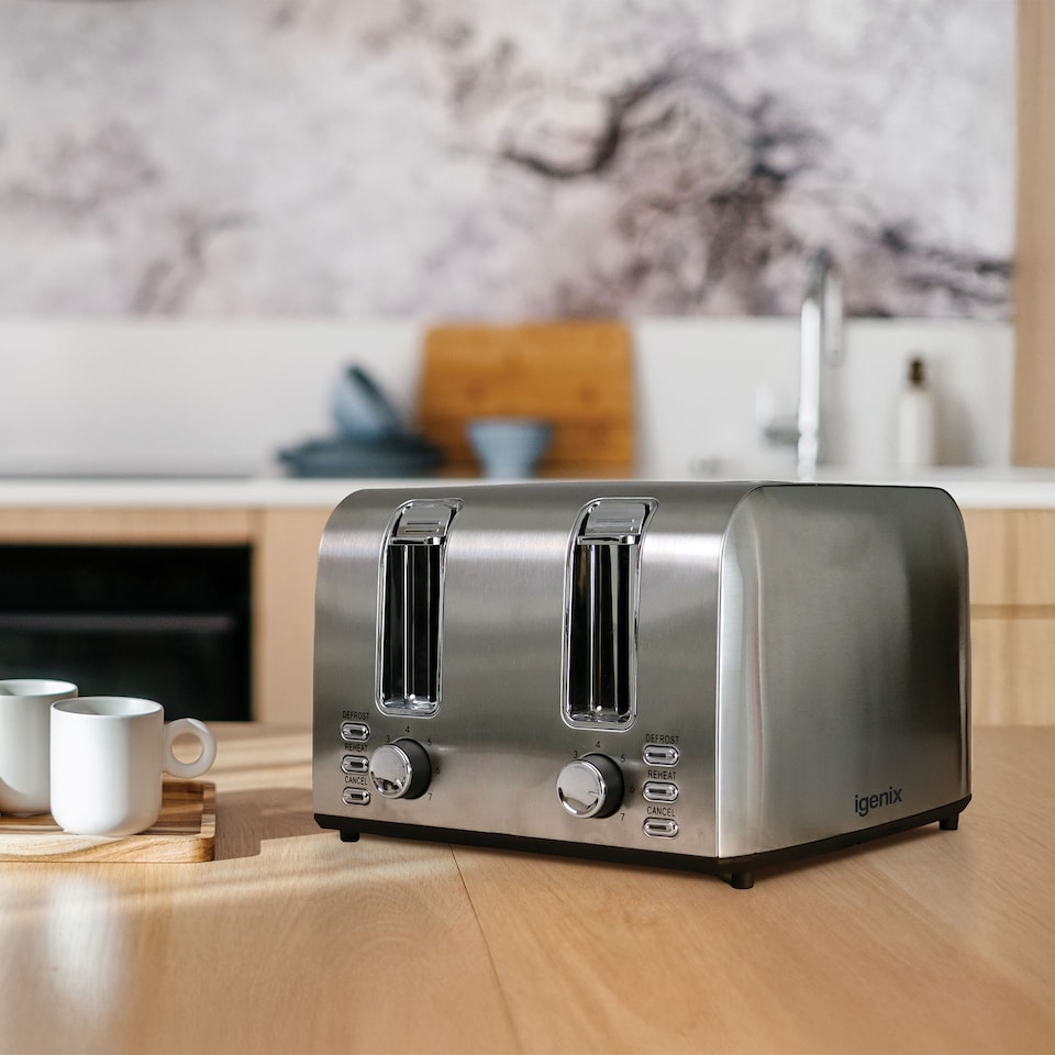 image 1 of Igenix 1500W 4 Slice Toaster Stainless Steel, IGT0409SS