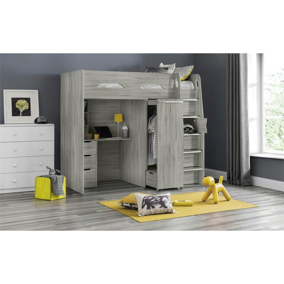 image 1 of Grey Oak Saver High Sleeper Cabin Bed 3ft (90cm) - Best Seller