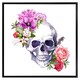 image 1 of Human skull with flowers (Picutre Frame) Black | S