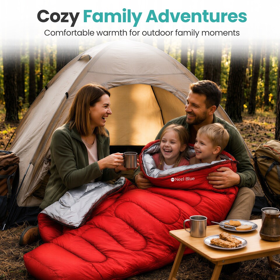 image 1 of 350GSM Mummy Waterproof Sleeping Bag with Hood, 6ft Adults - 3-4 Season