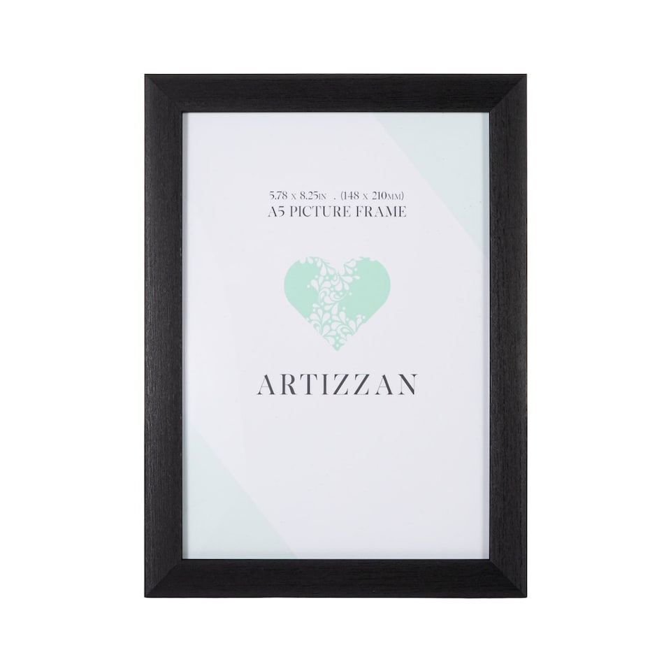 image 1 of Contemporary Black Veneer Wood Effect A5 Rectangular Frame for Wall or Table | Black | S