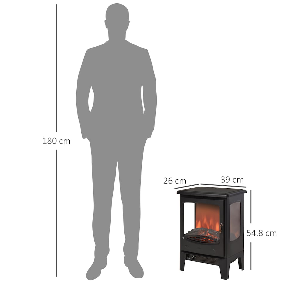 image 1 of HOMCOM 900W/1800W Freestanding Electric Fireplace w/ Adjustable Artificial Flame