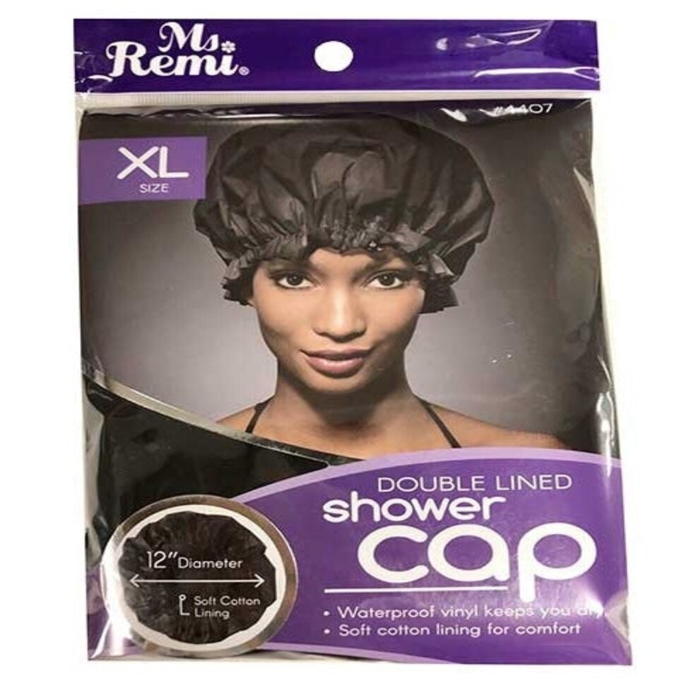 image 1 of Annie Ms. Remi Deluxe Double Lined Shower Cap XL Black 4407 X Large / Black Black