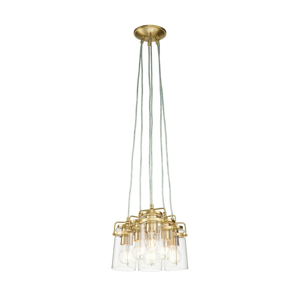 image 1 of Kichler Brinley Cluster Pendant Ceiling Light Brushed Brass