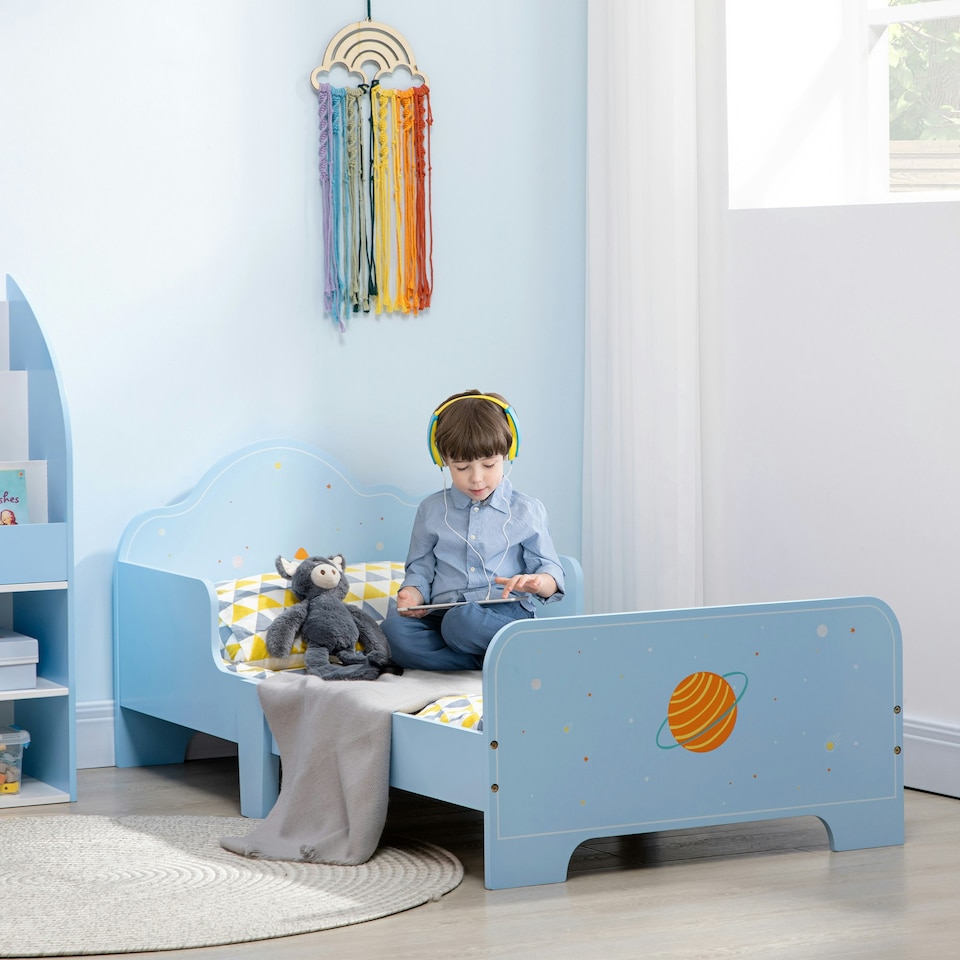 image 1 of ZONEKIZ Toddler Bed w/ Space-themed Patterns, for Boy, Girls, Ages 3-6 Years