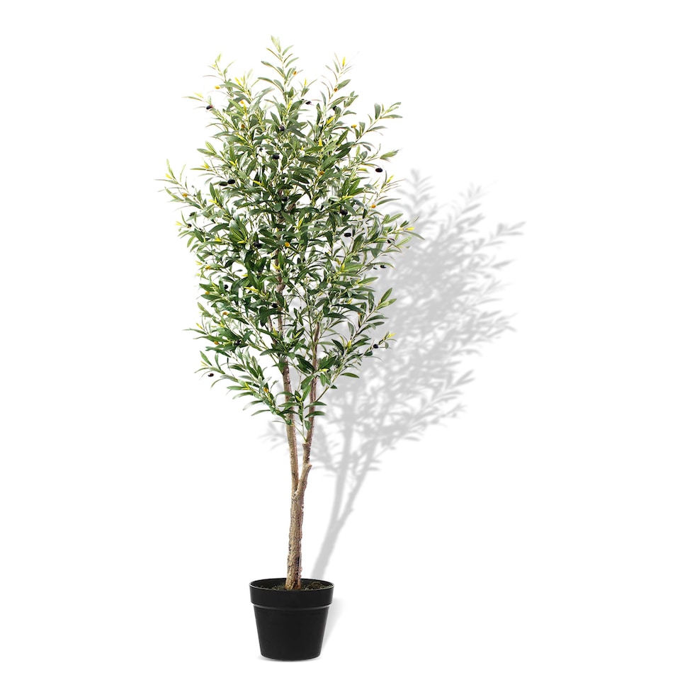 image 1 of Artificial 210cm Olive Tree Fake Plant with 64 Olives, Pot for Indoor Décor 7ft