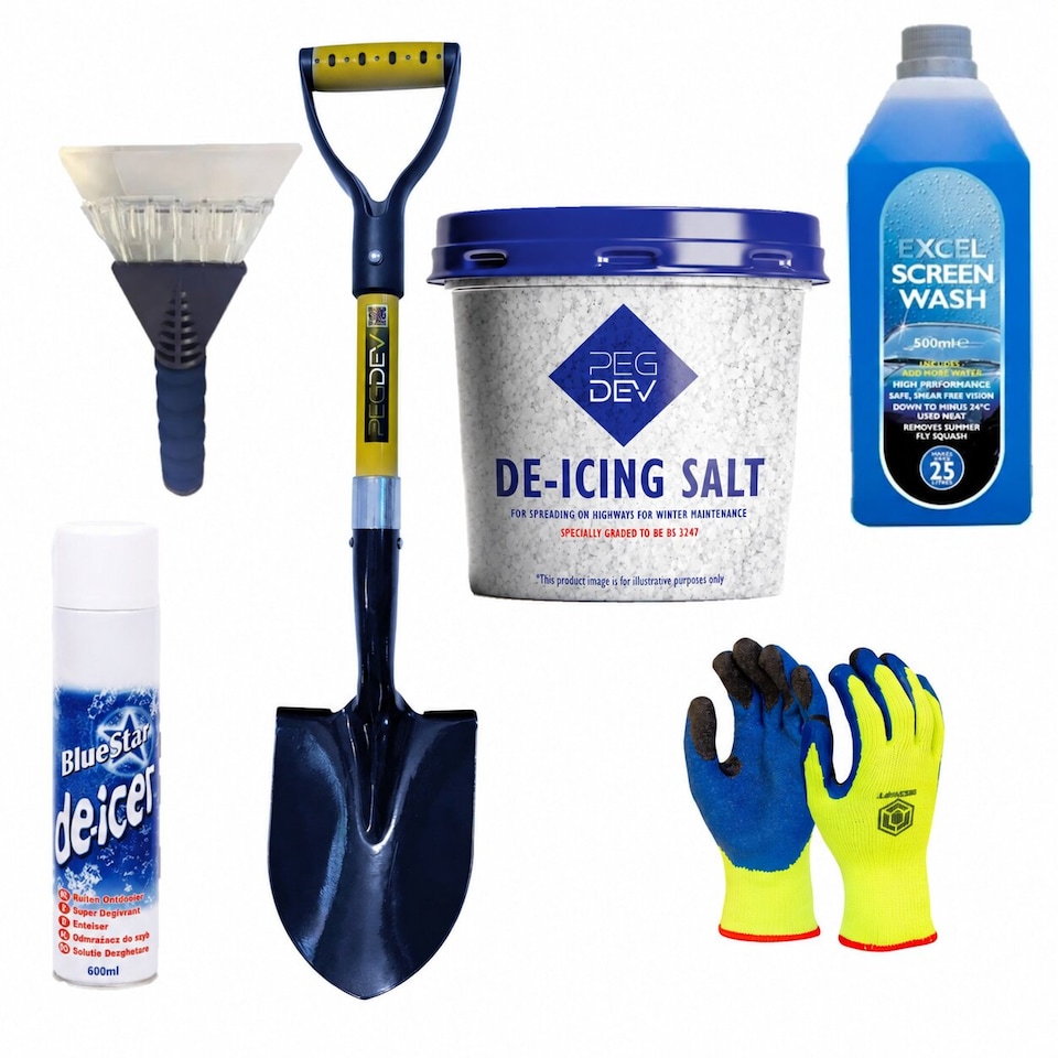 image 1 of Pegdev Deluxe Emergency Winter Car Kit with Micro Shovel for Snow and Ice Removal.