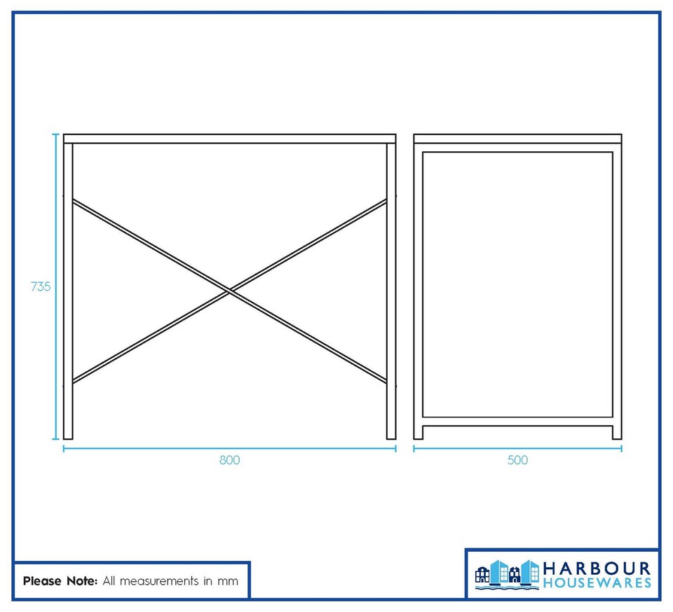 image 1 of Harbour Housewares Wooden Computer Desk - Black/Black | Black | Black/Black