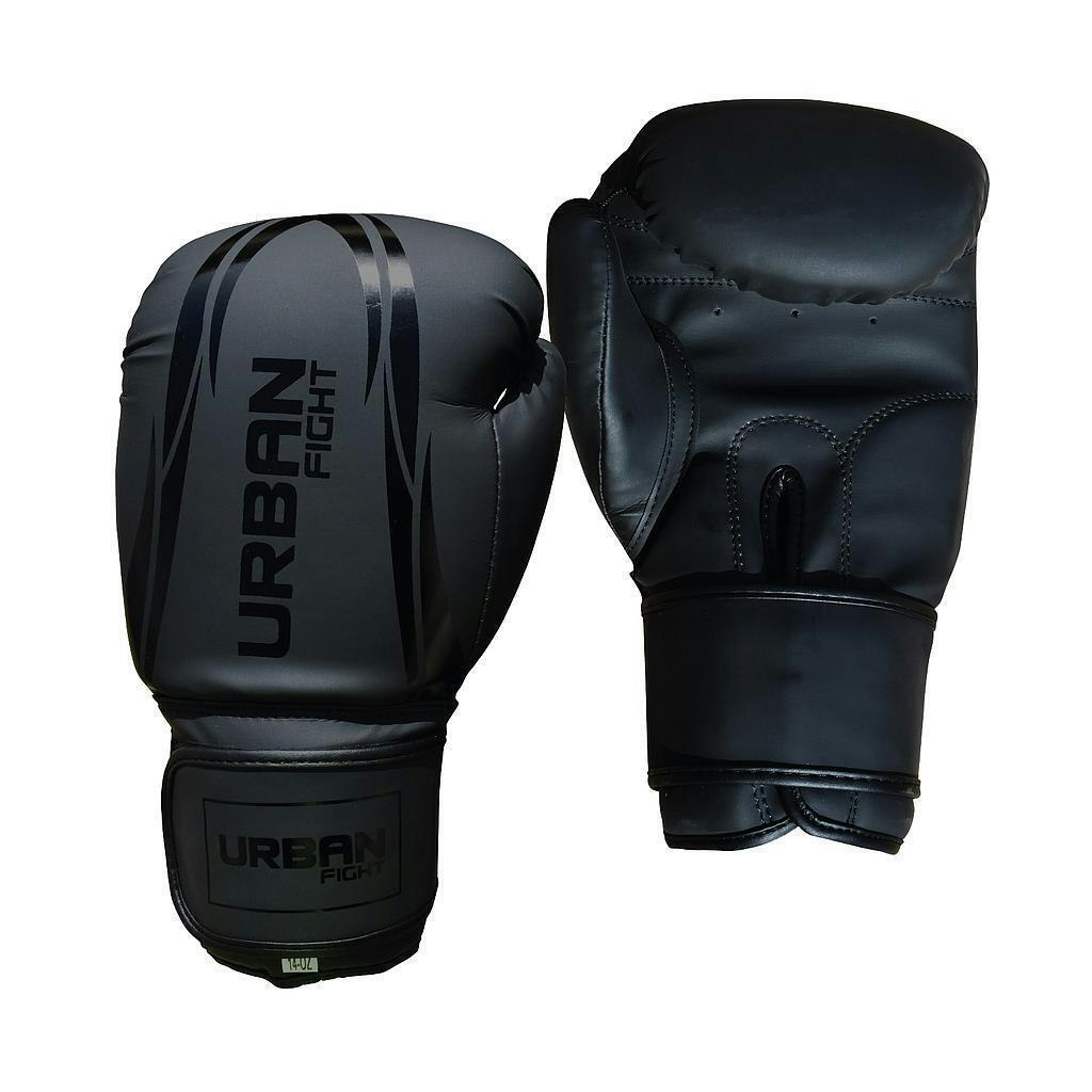 Urban Fight Boxing Gloves - Matt Black/Black - 10oz