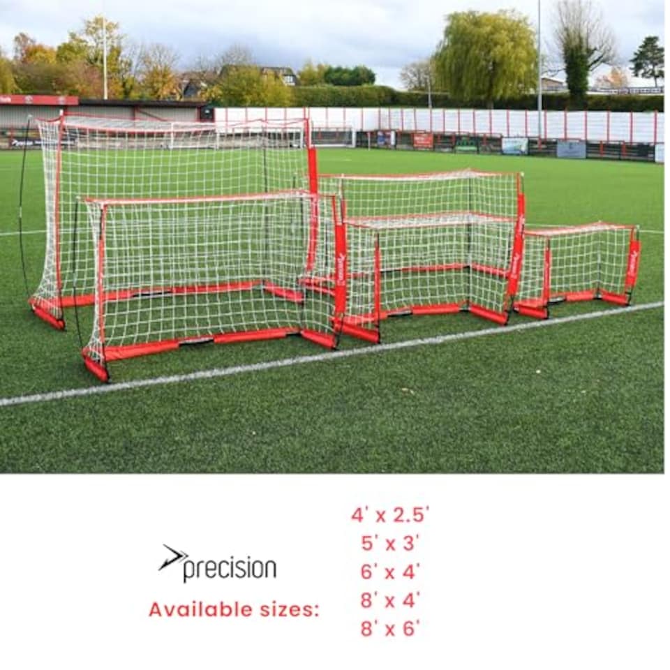 image 1 of Precision Flexi Net Goal, Heavy Duty Portable Football Goals, Fast And Easy Setup, Pro Training Design Durable Frame, Carry Bag, 8Ft X 6Ft, Red