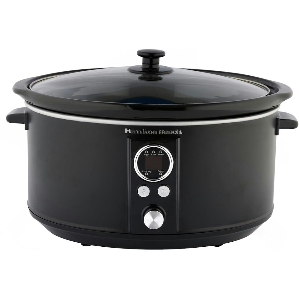 image 1 of Hamilton Beach 6.5L Digital Oval Slow Cooker, Family Sized 8 + Portions - Black