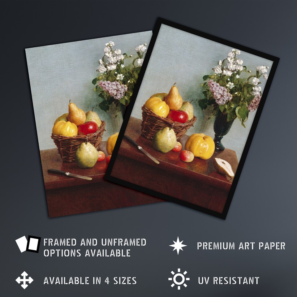 image 1 of Still Life with Flowers and Fruit Latour Wall Art Poster Print