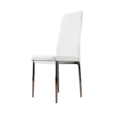 Furniturebox 4x Milan White Chrome Hatched Faux Leather Dining Chairs