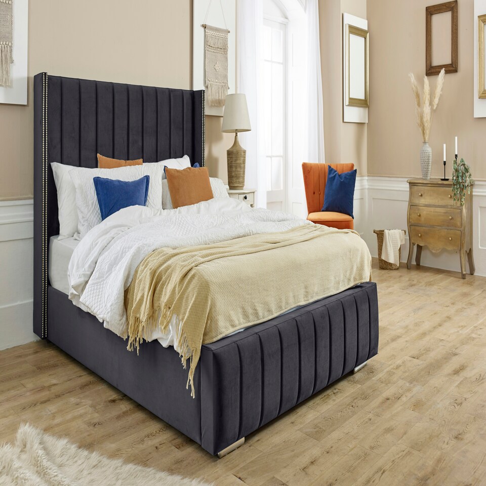 Hemmel Plush Single Bed Frame - Steel