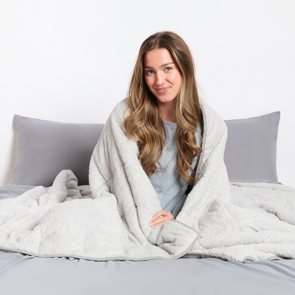 image 1 of OHS Teddy Fleece 6kg Weighted Blanket Sensory Sleep Therapy 125 x 180cm