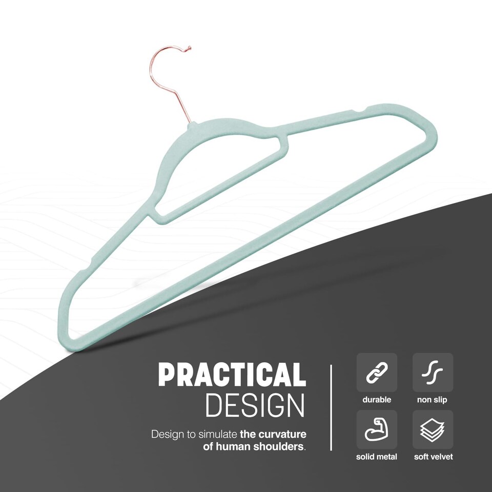 image 1 of Keplin Velvet Non-Slip Clothes Hangers with Tie Bar and Swivel Hook, 30 Pack
