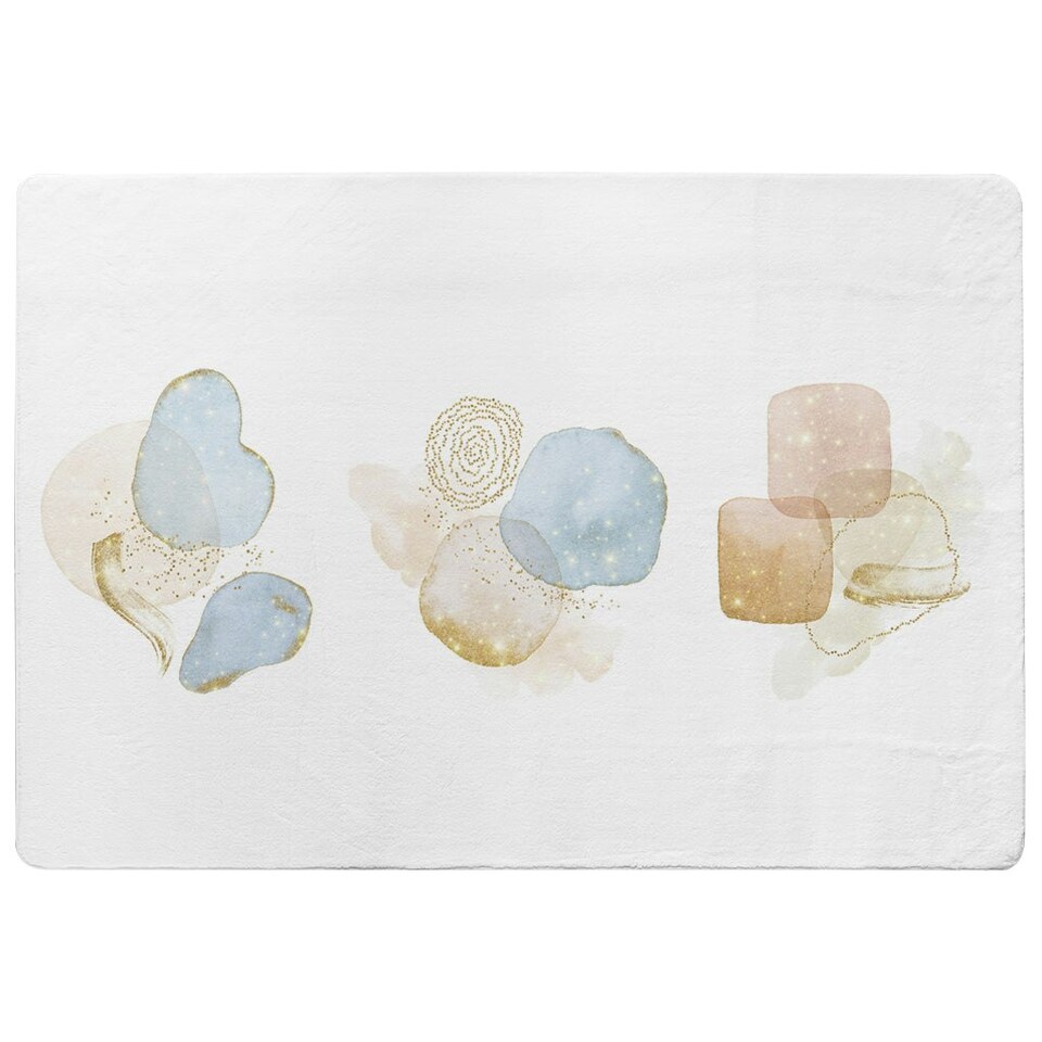 image 1 of Blush, blue, white, beige watercolor illustration & elements (Rug) White | S