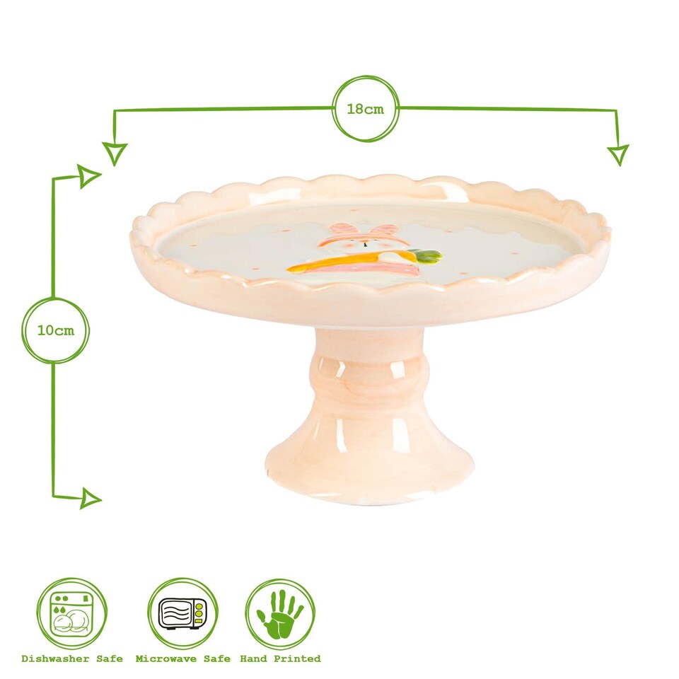 image 1 of Nicola Spring Easter Bunny Cake Stand - 18cm - White | White | White
