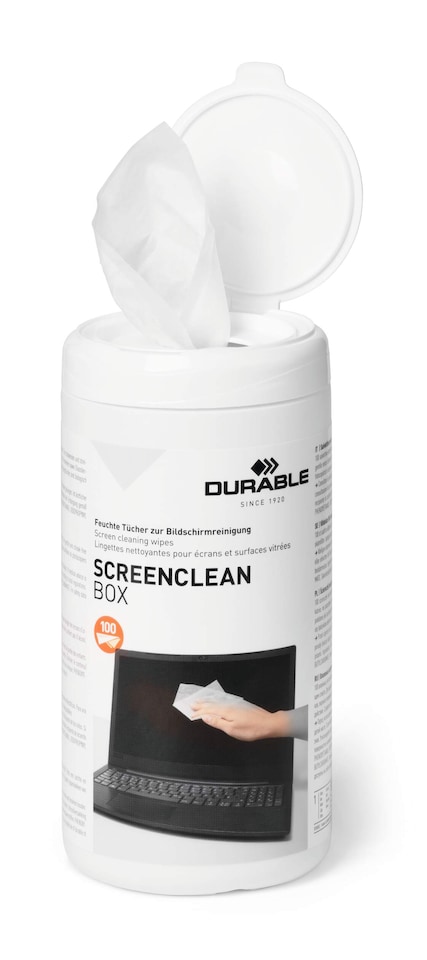 image 1 of Durable SCREENCLEAN Streak-Free Biodegradable Screen Cleaning Wipes | Tub of 100