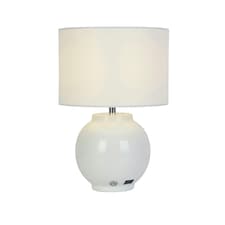 RECHARGEABLE WHITE CERAMIC TABLE LAMP White