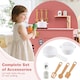 image 5 of COSTWAY Pretend Play Kitchen Wooden Kitchen Playset with Stoves Pink