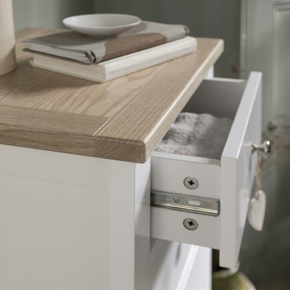 image 1 of Leines 6 Drawer Tall Chest of Drawers in White & Oak