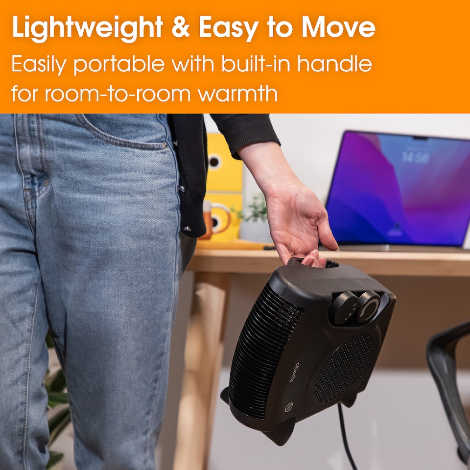 image 1 of Abode AFH1001B Electric Heater Black 2000W Cooling Fan Mode with 2 Heat Settings