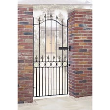 Balmoral Premium Range Spear Top Tall Single Gate - Steel - Fits Gap of 914 mm x 1905 mm High - Electro Galv./Black Powder Coated | Black | 1