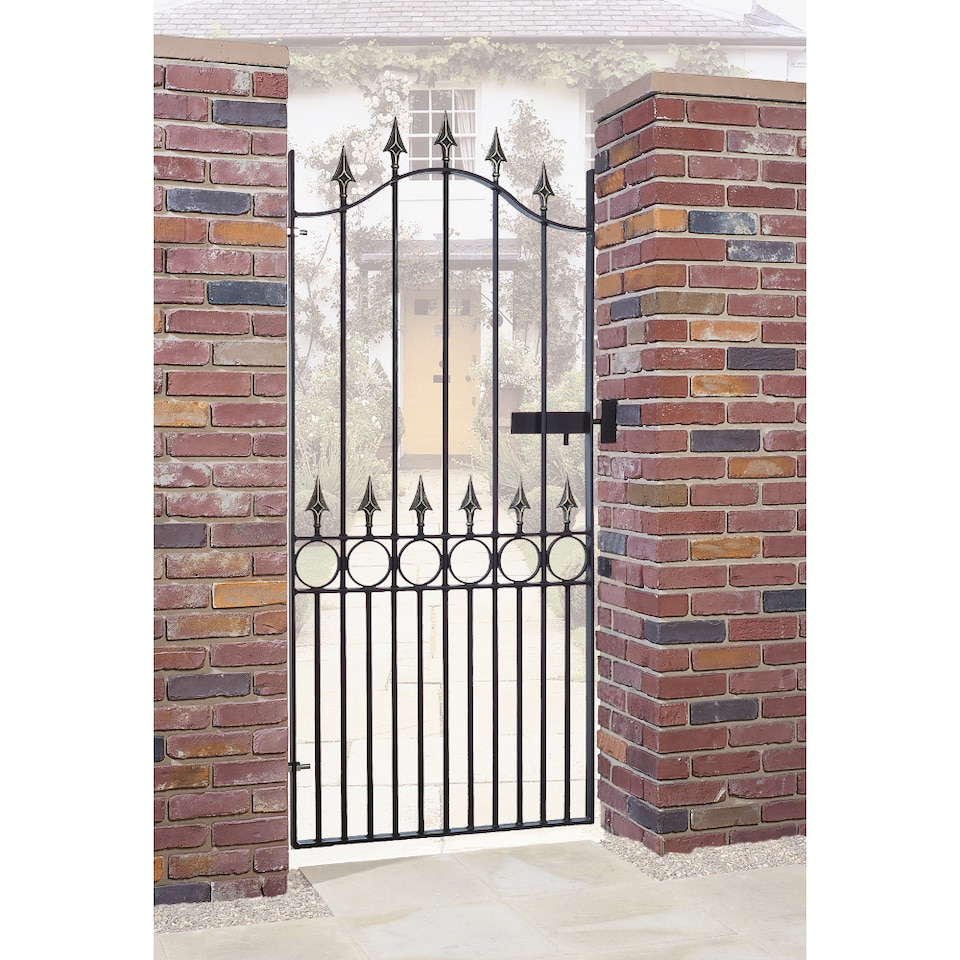 image 1 of Balmoral Premium Range Spear Top Tall Single Gate - Steel - Fits Gap of 914 mm x 1905 mm High - Electro Galv./Black Powder Coated | Black | 1