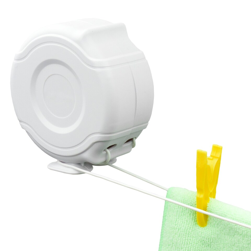 image 1 of KCT Twin Wall Mountable Retractable Washing Line - 13m White