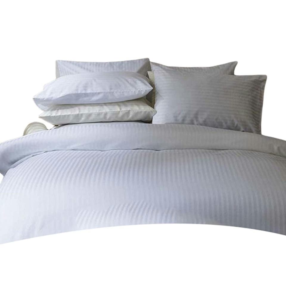 image 1 of Belledorm 540 Thread Count Satin Stripe Extra Deep Fitted Sheet - White - Single