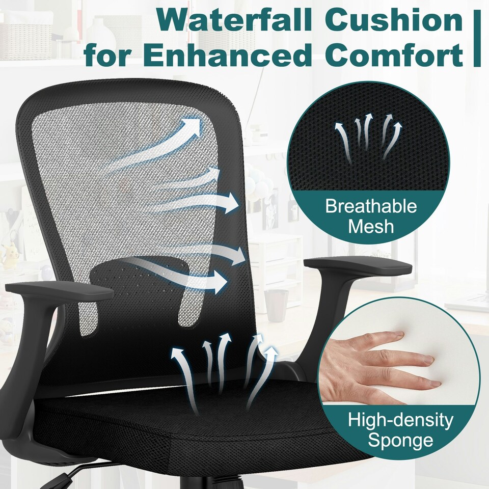 image 1 of COSTWAY Ergonomic Mesh Office Chair Height Adjustable Black Black