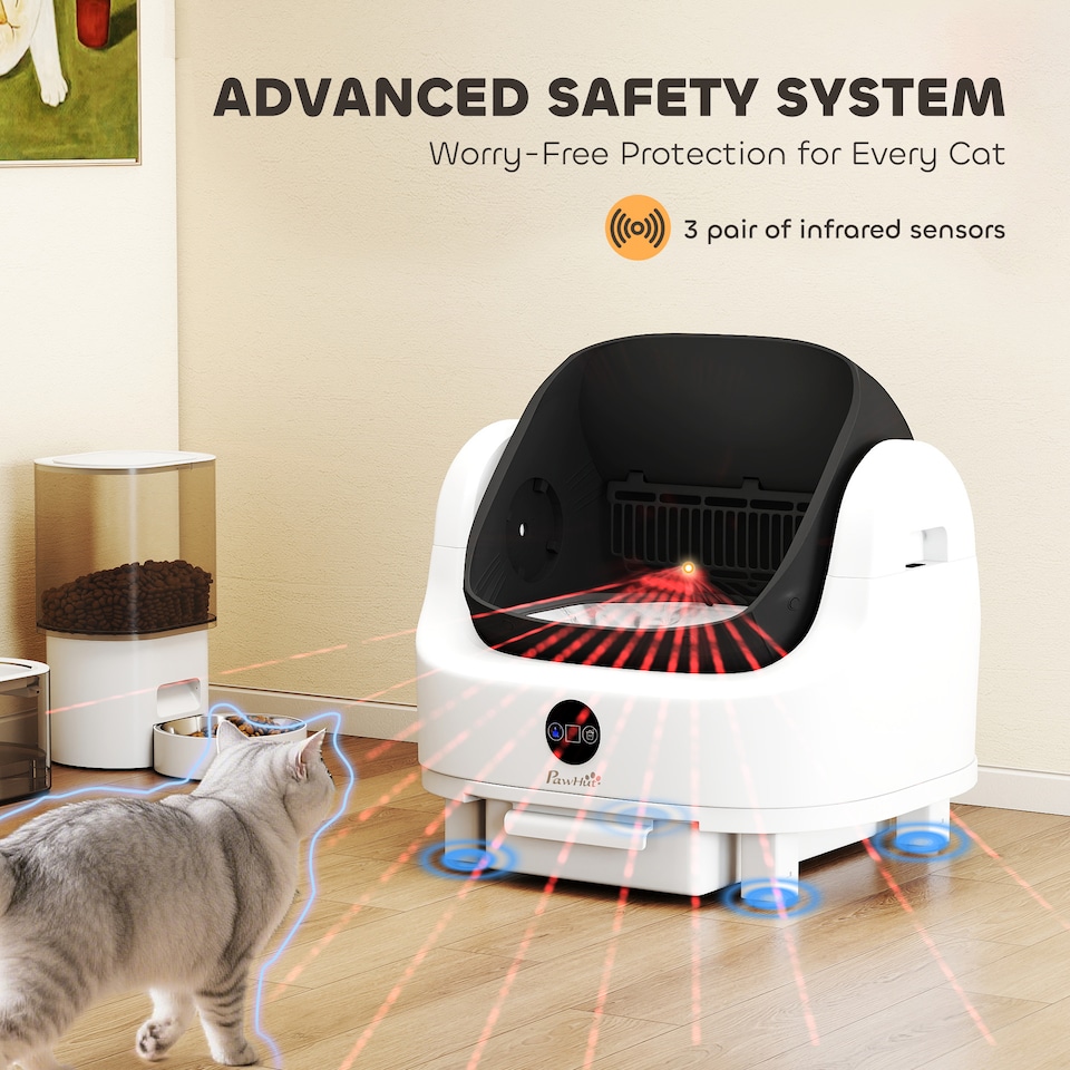 image 1 of PawHut Self Cleaning Cat Litter Tray with Integrated Security Protection
