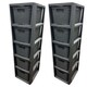 image 2 of 5 Drawer Large Spacious Rattan Effect Grey Home Office Modular Storage Tower Unit Grey