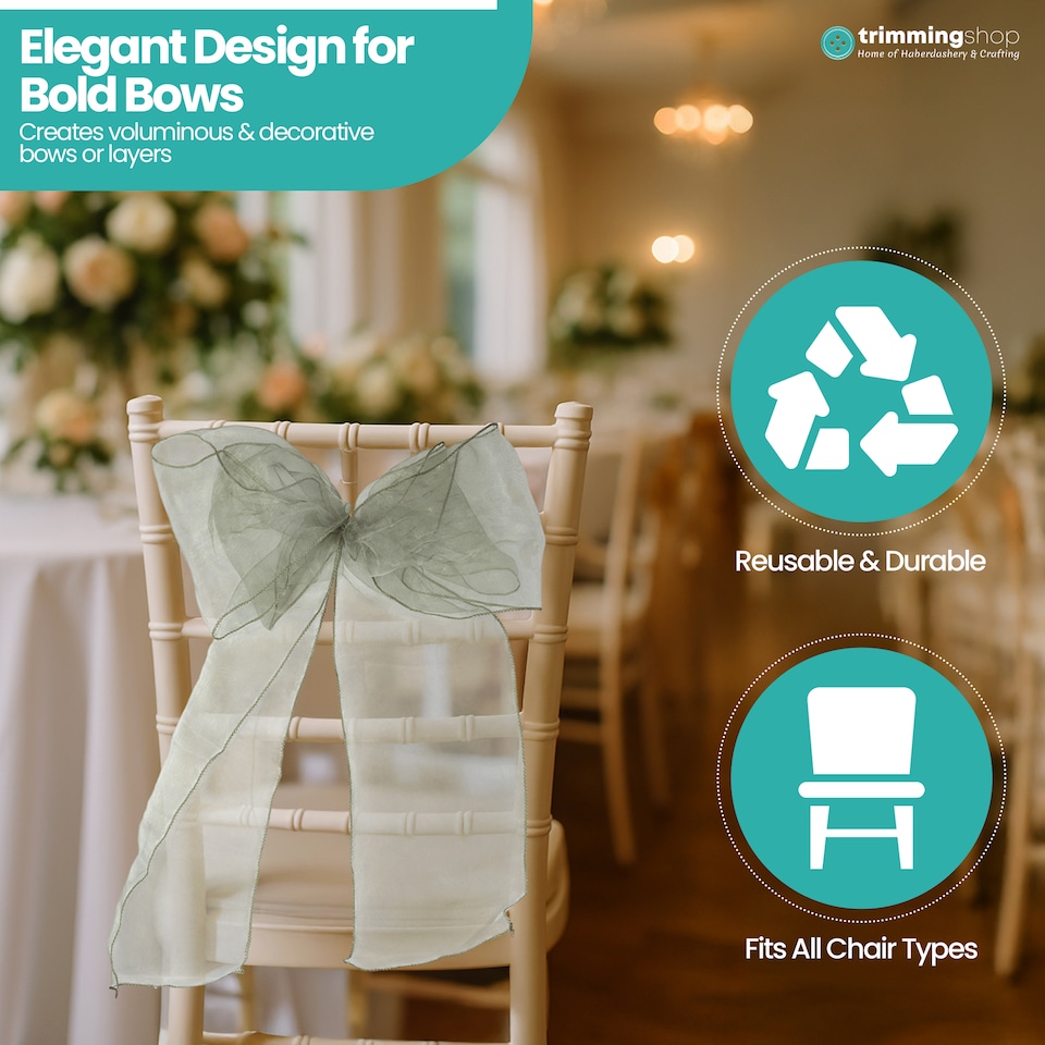 image 1 of 17 x 280cm Organza Chair Sashes, Sheer Sash Ties - 25pcs