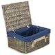image 5 of 41cm Antique Wash Wicker Picnic Basket with Lining Blue | Blue | One Size